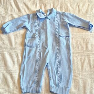 Strausburg boys size 3 months fine knit 100% cotton romper EUC